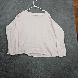 Flax‎ Women's Light Pink Linen Cotton Blend Long Sleeve Top Size L